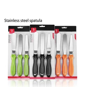 Set de 3 spatules professionnelles en acier inoxydable pour décoration de gâteaux