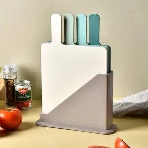 Non-Slip PP Cutting Board Classification Icons Index With Drying Storage Holder Anti-Skid Surface Kitchen Tools Fruits Meat