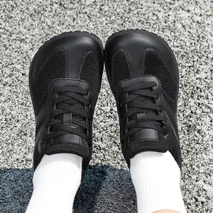 Breathable wide toe box barefoot sneakers with mesh panels for outdoor casual wear