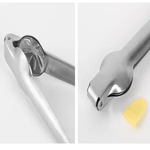 Macro detail of the stainless steel chestnut opener showing its robust 430 steel construction