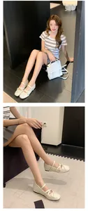 Elegant French-style Mary Jane shoes with bow detail and hidden inner heightening