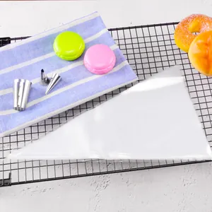 Disposable 12-inch thickened PE piping bag set with stainless steel nozzles for cake decorating