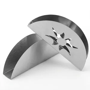 Modern stainless steel fan-shaped napkin holder with decorative star cutout design