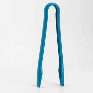 Durable blue food-grade PP plastic food tongs for serving bread cakes and vegetables