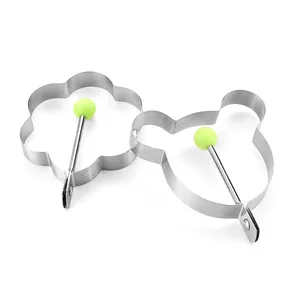 Juego de moldes para huevos fritos de acero inoxidable con forma de flor y oso