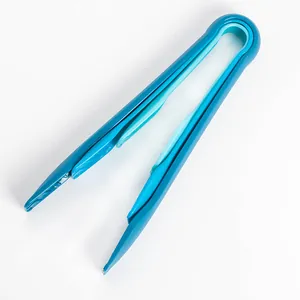 Durable blue plastic food tongs set for kitchen bread and salad serving