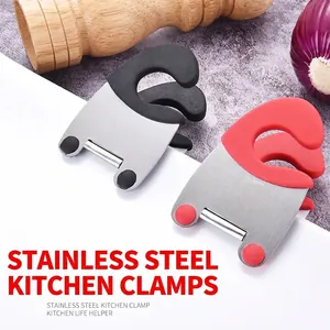 Stainless Steel Pot Side Clip Heat Resistant Silicone Spatula Holder Multi-functional Utensil Rest Kitchen Gadget Red Black