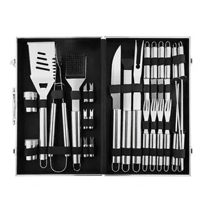 Professional Stainless Steel Barbecue Tool Accessories Kit Durable Aluminum Carrying Case For Outdoor Camping Backyard Cooking