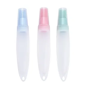Juego de tres pinceles de silicona para botellas de aceite con tapas para barbacoa y horno