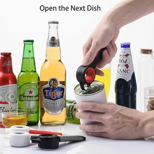 5-in-1 multi-functional kitchen bottle and can opener tool for various soda cans