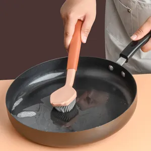 Professional long handle silicone cleaning brush for non-stick pots and kitchen pans