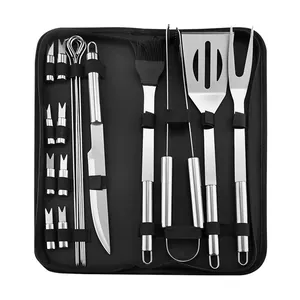 Stainless Steel Barbecue Grilling Utensils With Portable Oxford Cloth Storage Bag Outdoor Camping Grill Spatula Fork Tongs