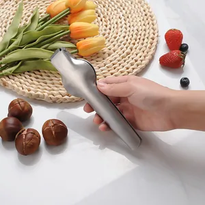 Ergonomic stainless steel chestnut opener and nut cracker tool for kitchen use