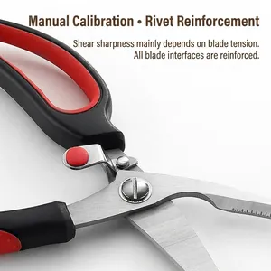 Professional heavy-duty stainless steel kitchen shears for meat and chicken bones