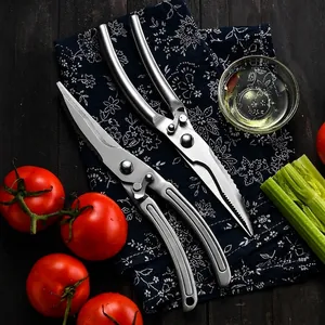 Heavy Duty Stainless Steel Kitchen Shears For Cutting Chicken Bones All Steel Handle Serrated Blade Poultry Fish Scissor