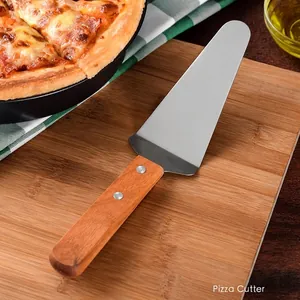 Stainless Steel Pizza Server Cake Spatula Triangular Shovel With Wooden Handle Rivet Reinforcement For Kitchen Bakery Home Use