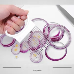 Support à oignon multifonctionnel en acier inoxydable et guide de tranchage de cuisine