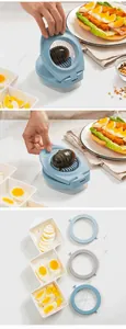 Versatile 3-in-1 egg slicer with stainless steel wires for slicing and wedging eggs