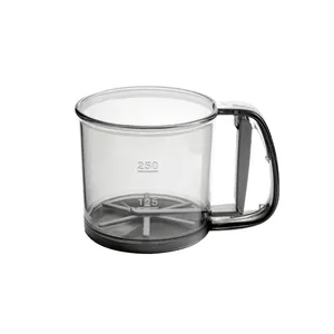 Plastic semi-automatic handheld flour sifter with measurement markings for home baking