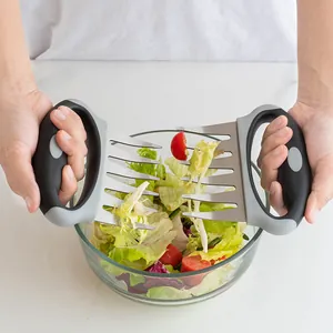 Stainless steel bear claw meat shredders with ergonomic handles for BBQ and salad