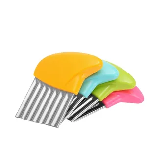 Set of colorful stainless steel wavy crinkle cutters for potatoes and vegetables