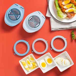 Tagliauovo 3-in-1 professionale in acciaio inox per fette e spicchi in azzurro chiaro