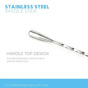 Hochwertiger Cocktail-Rührstab aus 304 Edelstahl mit spiralförmigem Griff für Bars