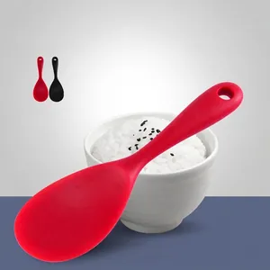 Heat Resistant Silicone Rice Spoon Non Stick Integrated Cooking Spatula For Kitchen Rice Cooker Serving Scoop Red Black
