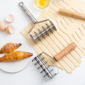 Stainless Steel Wavy Multi-Wheel Noodle Cutter Manual Dough Roller Pizza Pastry Lattice Tool Kitchen Baking Decoration