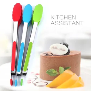 Set van drie kleurrijke siliconen keukentangen van 12 inch voor koken en barbecueën