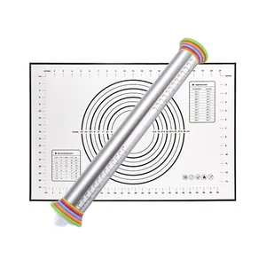 Rodillo ajustable de acero inoxidable de 17 pulgadas con juego de tapete de silicona