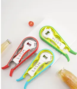 Set of three 4-in-1 multi-functional jar and bottle openers in red, green and blue colors
