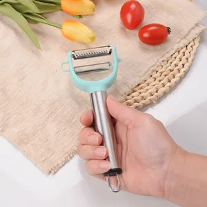 Multifunctional dual-head stainless steel vegetable peeler and julienne grater tool