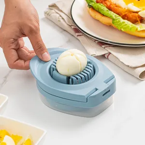 Tagliauova multifunzione 3-in-1 in acciaio inossidabile blu per fette.