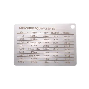 Professional stainless steel baking measurement conversion chart magnet with laser engraving