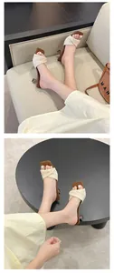 Sandalias de tacón alto tejidas vintage francesas para playa y vacaciones, punta abierta.