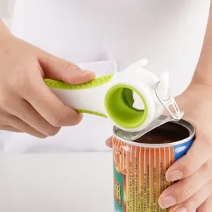 Multi-functional 4-in-1 can and bottle opener for kitchen use with ergonomic grip