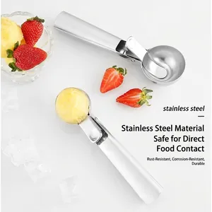 304 Stainless Steel Ice Cream Scoop With Trigger Release Cookie Scoop For Melon Baller Fruit Digger For Kitchen Party Professional Scoop