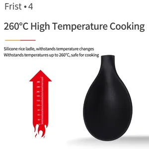 Heat resistant black silicone rice spoon for electric cookers withstands 260C high temp