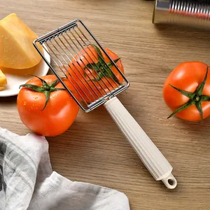 RVS multifunctionele keukensnijder met siliconen handvat voor tomaten en kaas plakjes