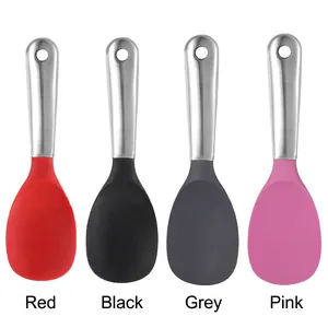 Premium set of 4 multicolor silicone rice spoons with 304 stainless steel handles