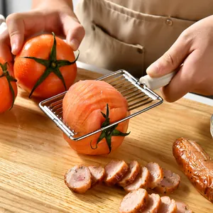 Multifunctionele roestvrijstalen snijder met siliconen handgreep voor tomaten en vlees