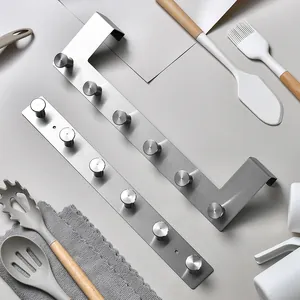 Over-Door Stainless Steel Hanger Hook Modern Minimalist Brushed Metal Clothes Rack For Kitchen Bathroom Bedroom Storage Organizer