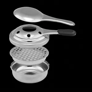 Professional portable stainless steel alcohol stove set for camping and outdoor cooking.