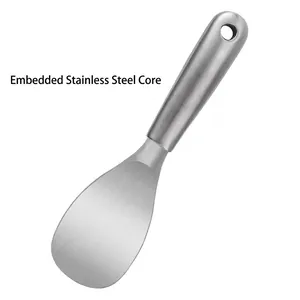 Silicone rice spatula with 304 stainless steel handle and non-stick head for kitchen use.