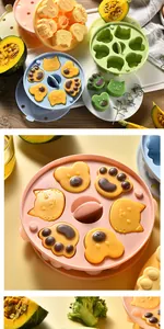 Détail des moules en silicone en forme d'ours et de chat pour gâteaux de complément bébé