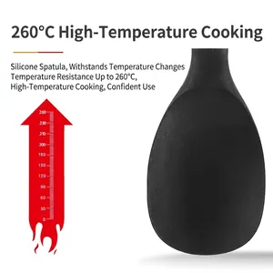 Black heat resistant silicone rice spoon spatula head for non-stick cookware up to 260°C