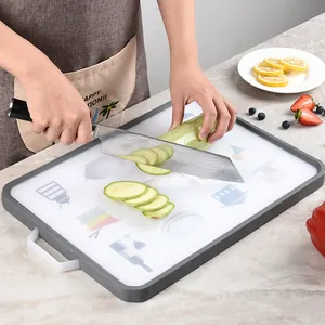 Multifunctional 304 stainless steel and plastic dual-sided cutting board with cartoon icons