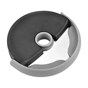 Professional circular stainless steel pizza cutter roller with ergonomic handle for baking
