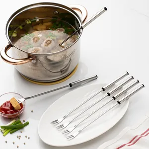 6 Pieces Stainless Steel Fruit Forks Set Long Handle Dessert Forks For Chocolate Fondue Cheese Party Picks Tableware